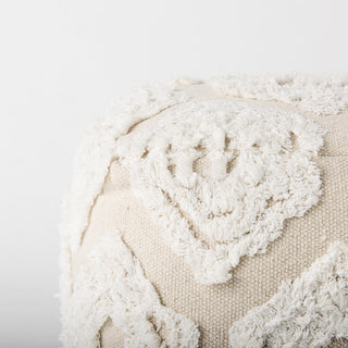 Cream & Beige Patterned Pouf