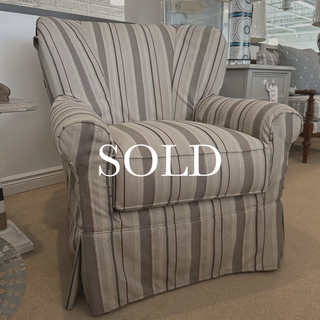 SOLD- Comfy Slipcover Swivel Chair