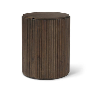 Fluted Storage Side Table in Dark Brown